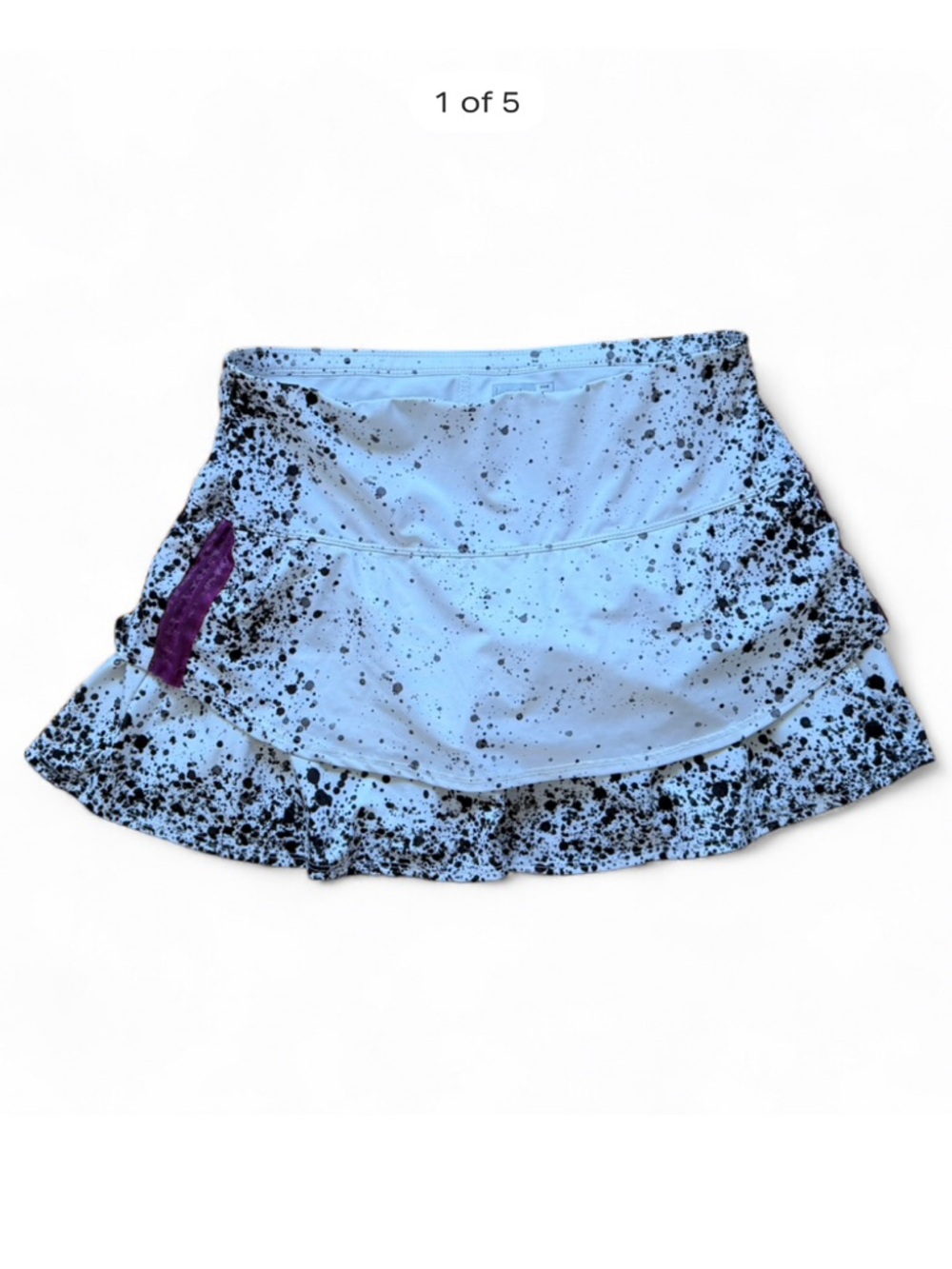 Lucky in Love  Speckled Ruffle Skirt with Purple Accent